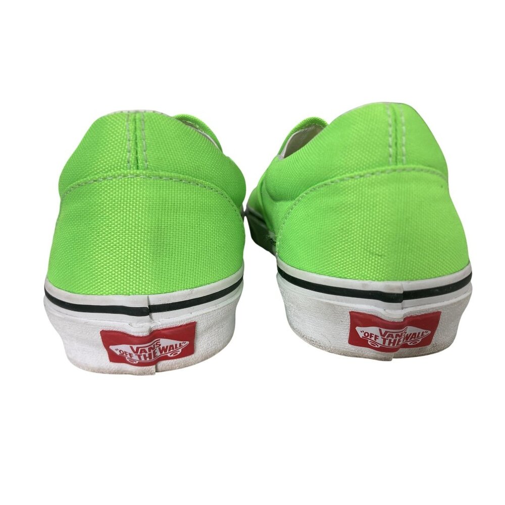 Vans Neon Green Classic Slip On Canvas Skateboard Sneakers M 9.5 W 11 - Picture 2 of 6